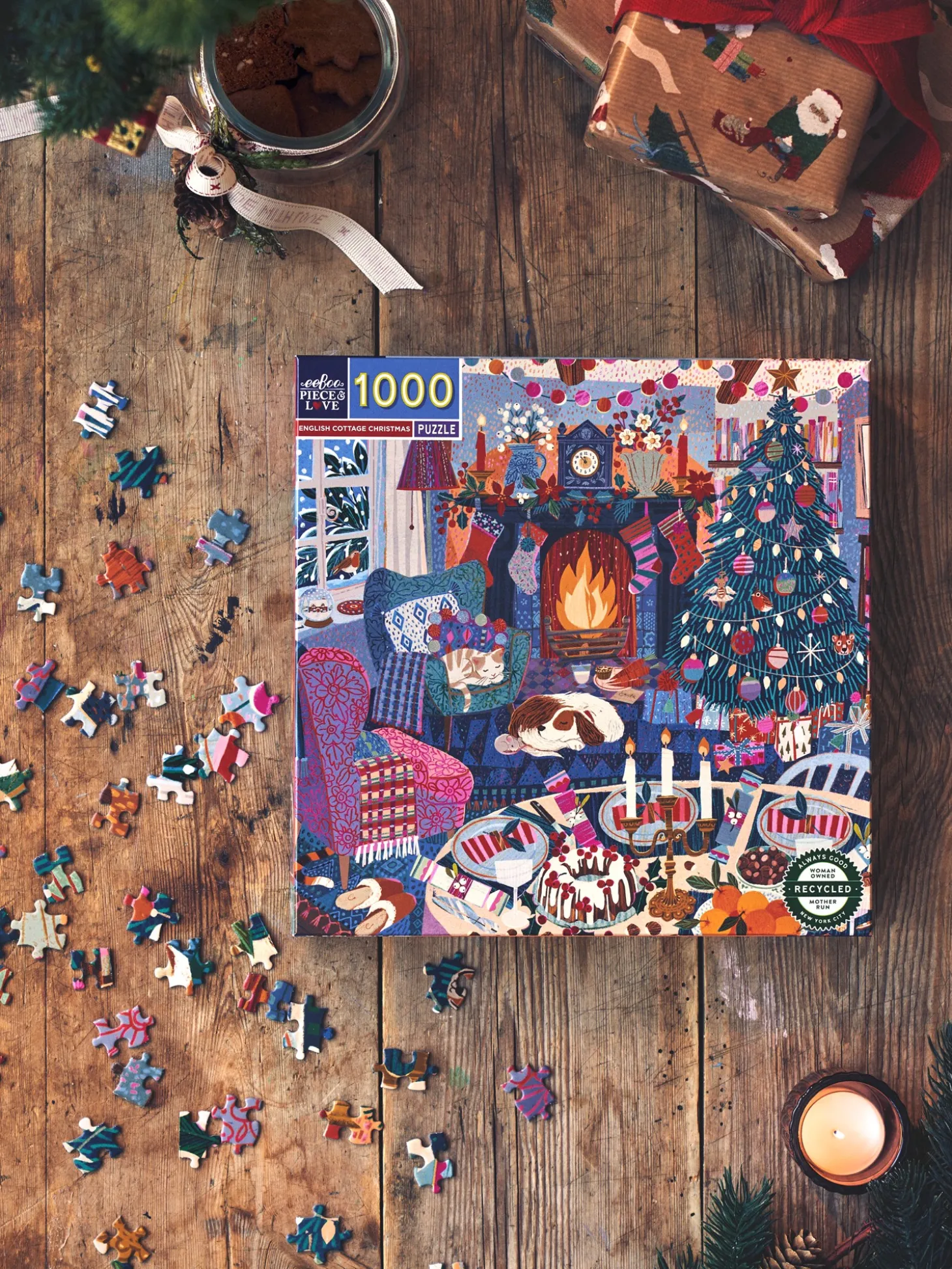 English Cottage Christmas-puslespill 1000 Brikker