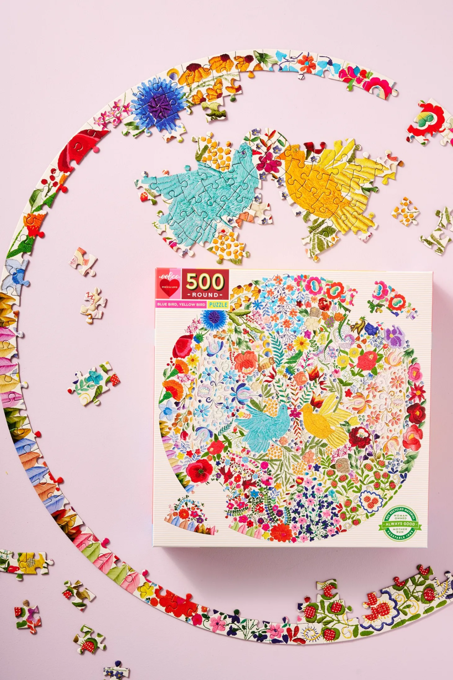 Puslespill Blue Birds Yellow Birds 500 Brikker