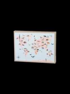 World Map Animal Puslespill 42 Brikker